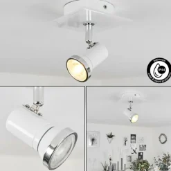 Plafonnier Lanrigan Chrome, Blanc, 1 lumière