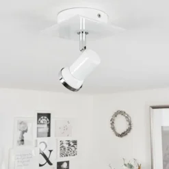 Plafonnier Lanrigan Chrome, Blanc, 1 lumière