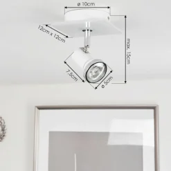 Plafonnier Lanrigan Chrome, Blanc, 1 lumière