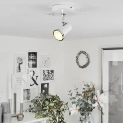 Plafonnier Lanrigan Chrome, Blanc, 1 lumière