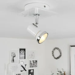 Plafonnier Lanrigan Chrome, Blanc, 1 lumière