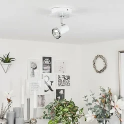 Plafonnier Lanrigan Chrome, Blanc, 1 lumière