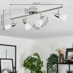 Plafonnier Lejsta Nickel mat, 4 lumières