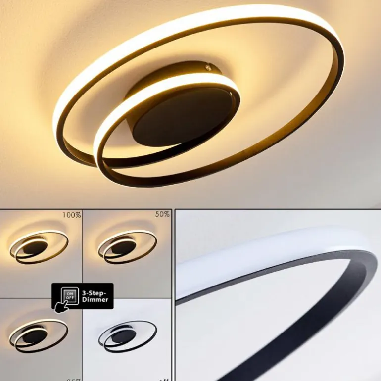 Plafonnier Leksund LED Noir, 1 lumière