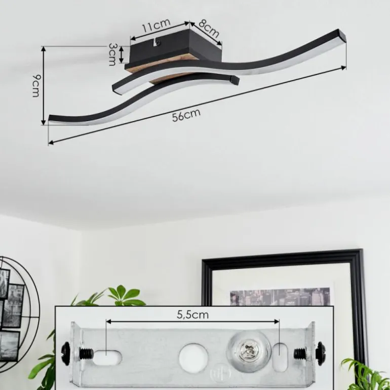 Plafonnier Letala LED Couleur bois, 2 lumières