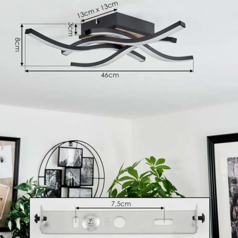 Plafonnier Letala LED Couleur bois, 4 lumières