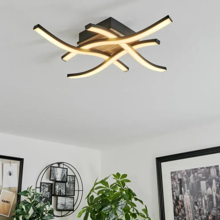 Plafonnier Letala LED Couleur bois, 4 lumières