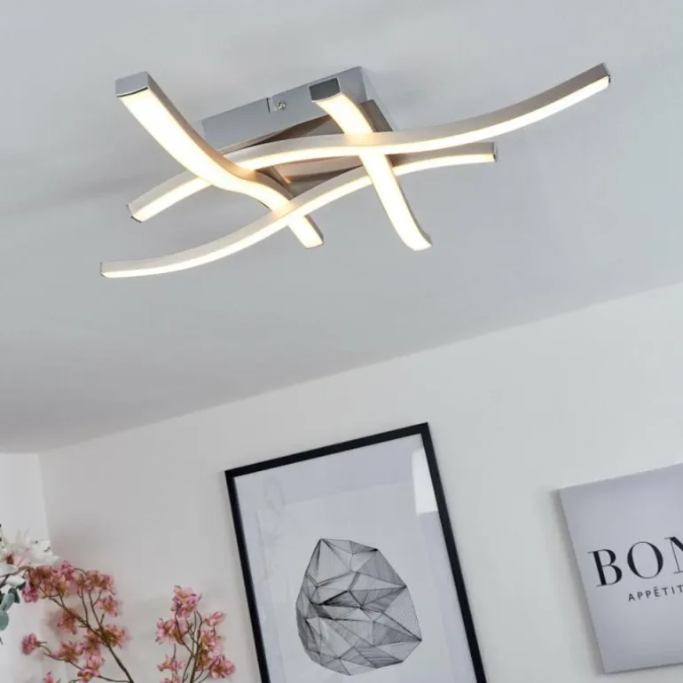 Plafonnier Letala LED Nickel mat, 4 lumières