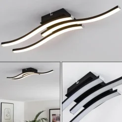 Plafonnier Letala LED Noir, 3 lumières