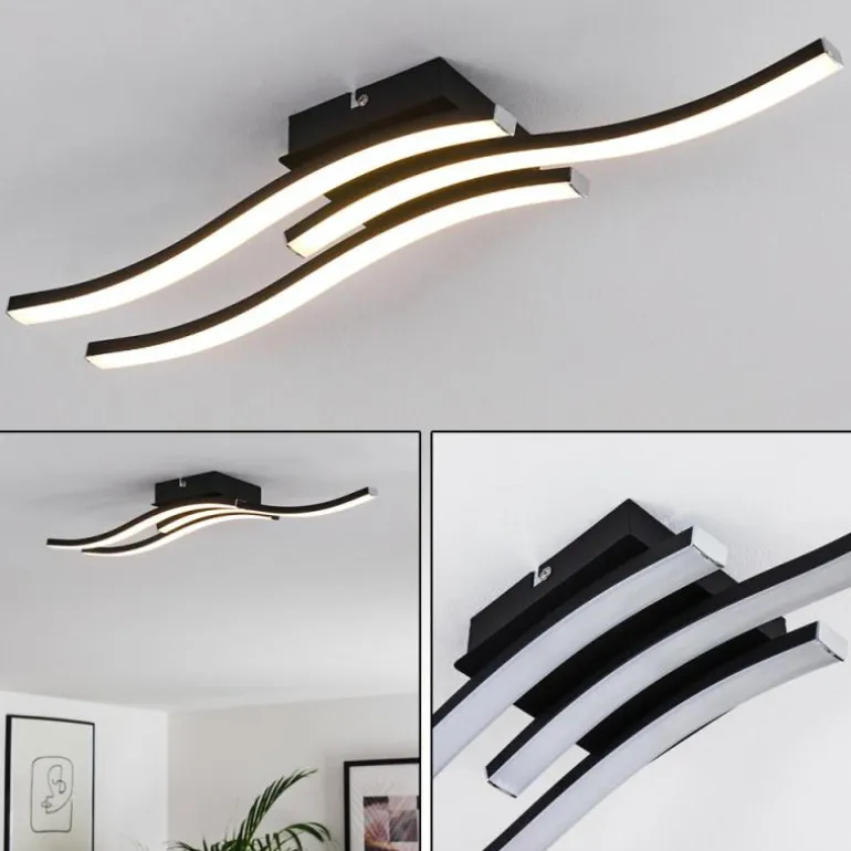 Plafonnier Letala LED Noir, 3 lumières