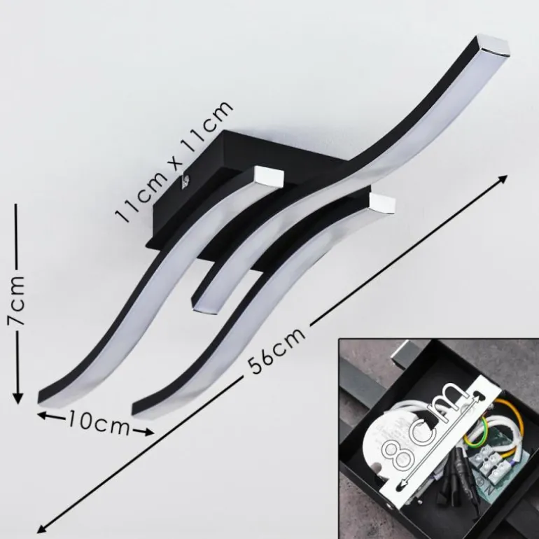 Plafonnier Letala LED Noir, 3 lumières