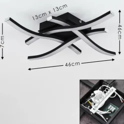 Plafonnier Letala LED Noir, 4 lumières