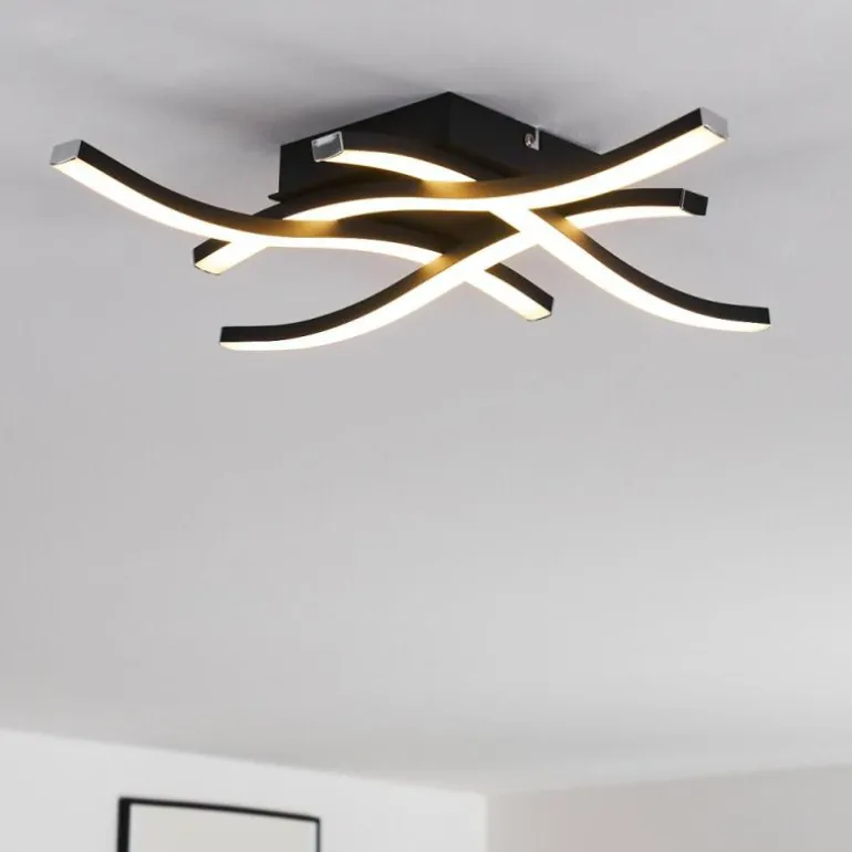 Plafonnier Letala LED Noir, 4 lumières