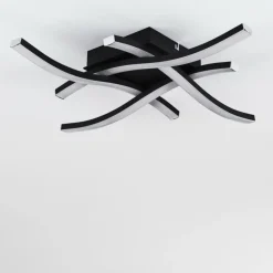 Plafonnier Letala LED Noir, 4 lumières
