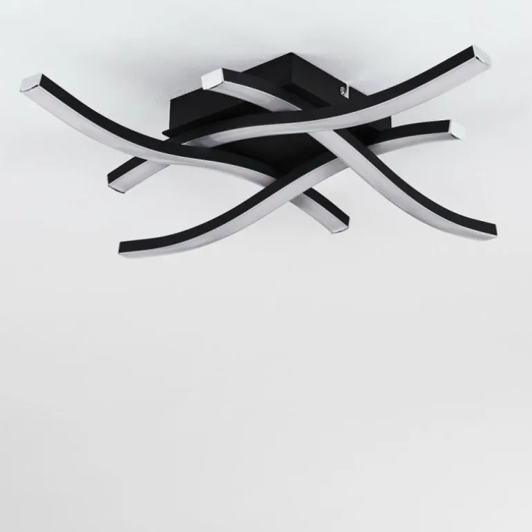Plafonnier Letala LED Noir, 4 lumières