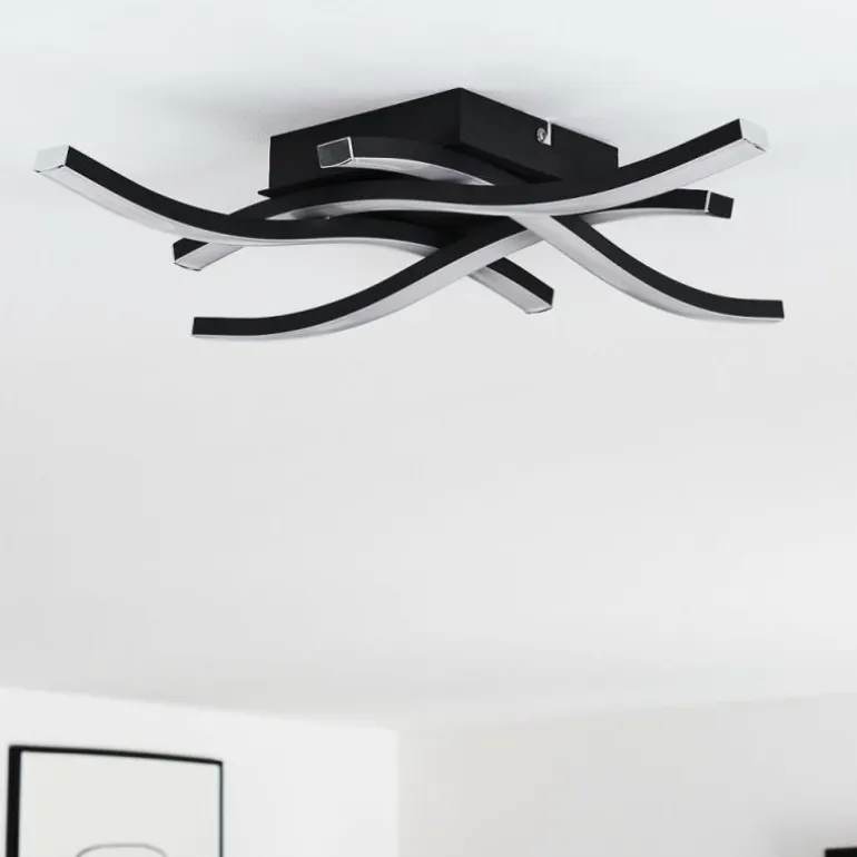 Plafonnier Letala LED Noir, 4 lumières