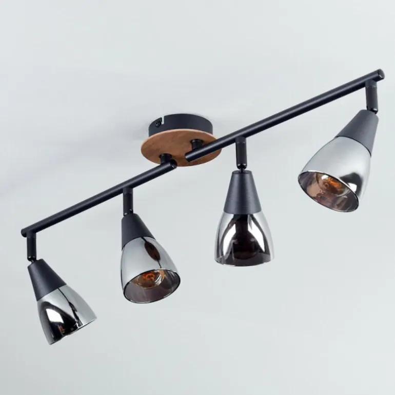 Plafonnier Leteque Couleur bois, Noir, 1 lumière