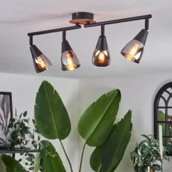 Plafonnier Leteque Couleur bois, Noir, 1 lumière