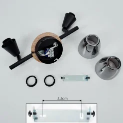Plafonnier Leteque Écru, Noir, 2 lumières