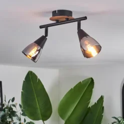 Plafonnier Leteque Écru, Noir, 2 lumières