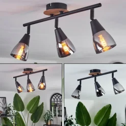 Plafonnier Leteque Écru, Noir, 3 lumières