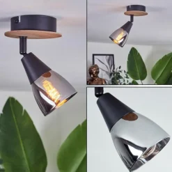 Plafonnier Leteque Écru, Noir, 1 lumière