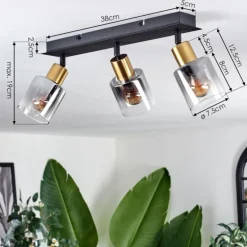 Plafonnier Leteque Noir, 3 lumières