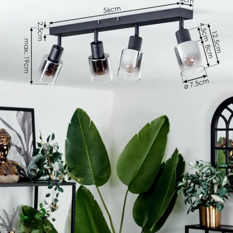 Plafonnier Leteque Noir, 4 lumières