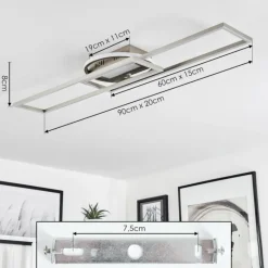 Plafonnier Lillavois LED Nickel mat, 1 lumière, Télécommandes