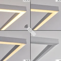 Plafonnier Lithgow LED Argenté, 2 lumières, Télécommandes, Changeur de couleurs