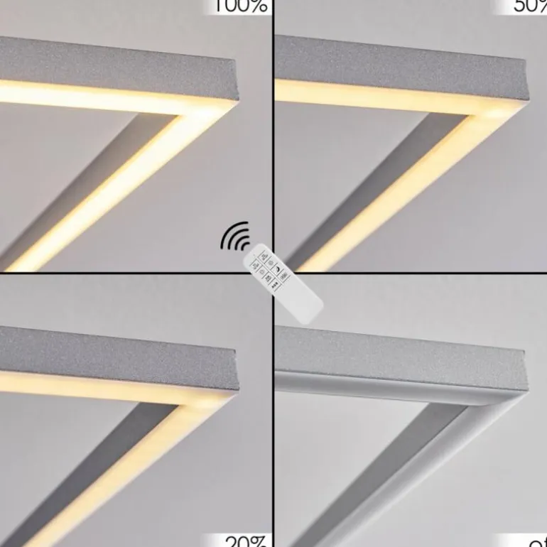 Plafonnier Lithgow LED Argenté, 2 lumières, Télécommandes, Changeur de couleurs