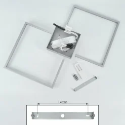 Plafonnier Lithgow LED Argenté, 2 lumières, Télécommandes, Changeur de couleurs