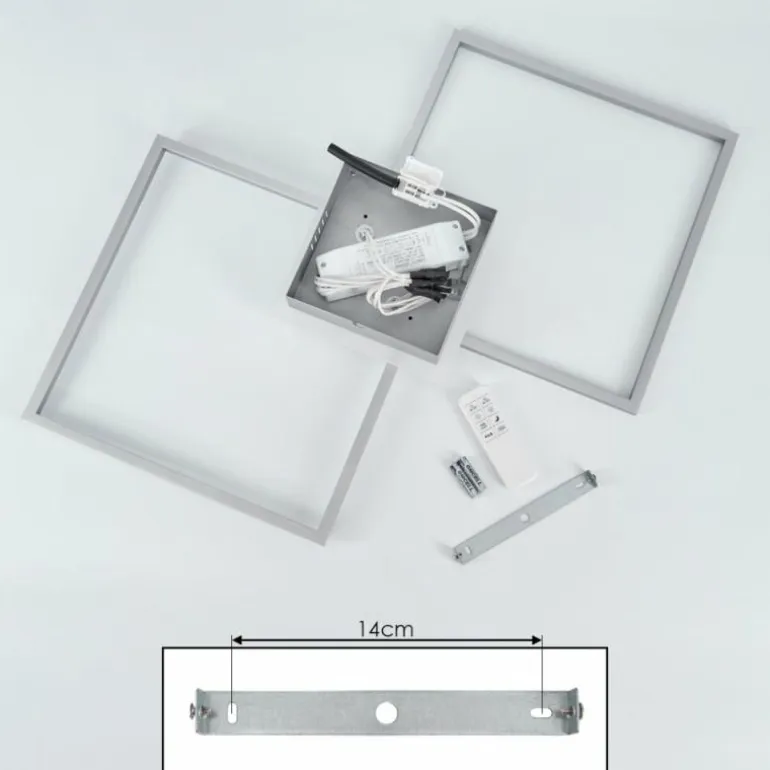 Plafonnier Lithgow LED Argenté, 2 lumières, Télécommandes, Changeur de couleurs