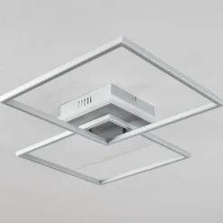 Plafonnier Lithgow LED Argenté, 2 lumières, Télécommandes, Changeur de couleurs