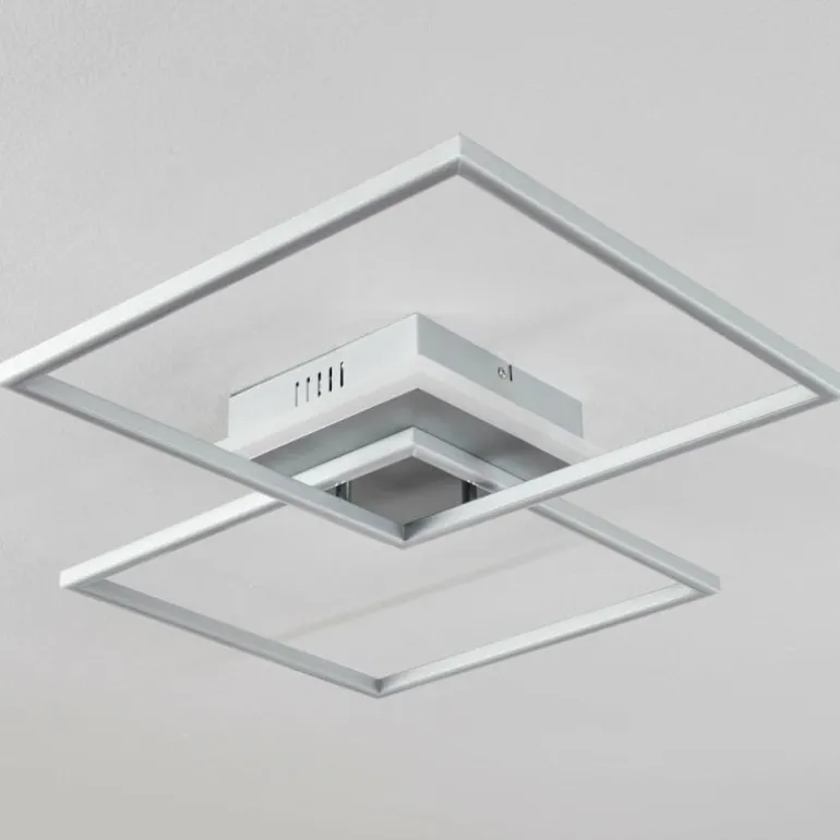 Plafonnier Lithgow LED Argenté, 2 lumières, Télécommandes, Changeur de couleurs