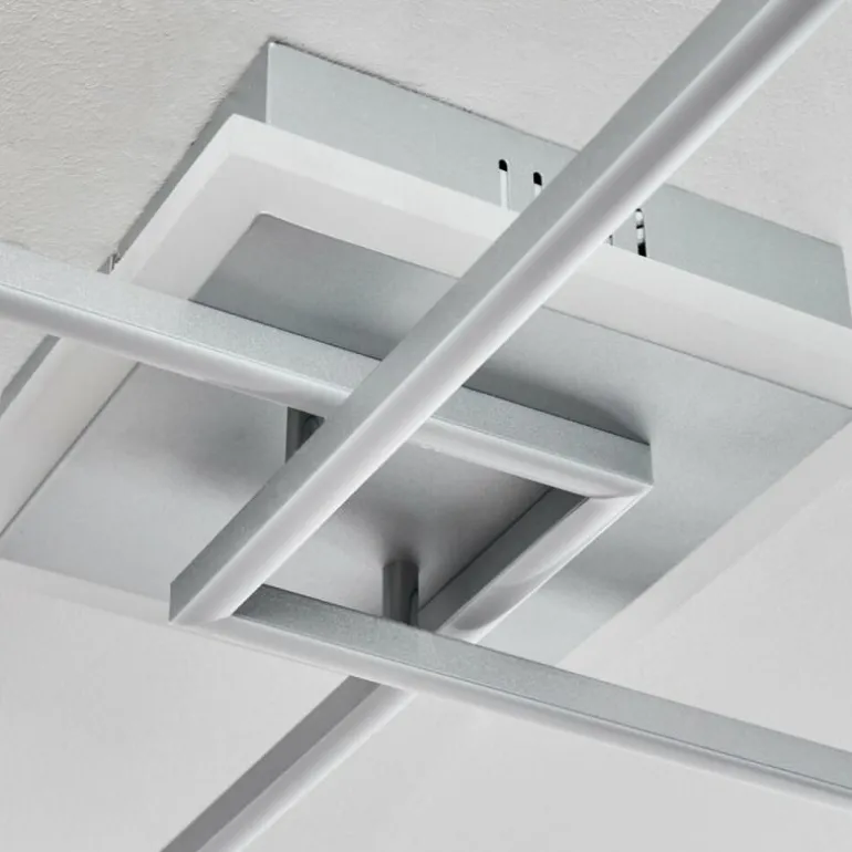 Plafonnier Lithgow LED Argenté, 2 lumières, Télécommandes, Changeur de couleurs
