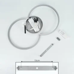 Plafonnier Lithgow LED Argenté, 2 lumières, Télécommandes, Changeur de couleurs