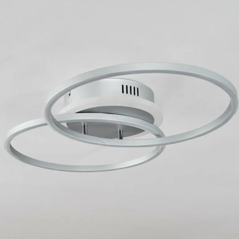 Plafonnier Lithgow LED Argenté, 2 lumières, Télécommandes, Changeur de couleurs