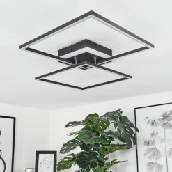 Plafonnier Lithgow LED Noir, 2 lumières, Télécommandes, Changeur de couleurs
