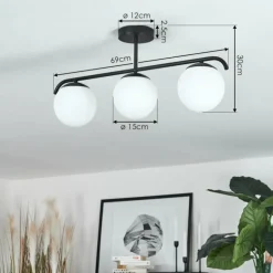 Plafonnier Litoral Noir, 3 lumières