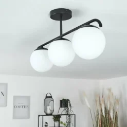 Plafonnier Litoral Noir, 3 lumières