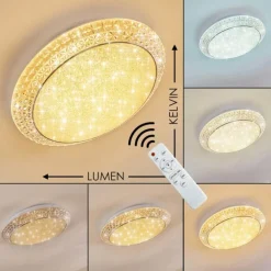 Plafonnier Litto LED Blanc, 1 lumière, Télécommandes