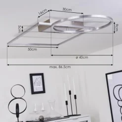 Plafonnier Loftheim LED Chrome, Nickel mat, 1 lumière