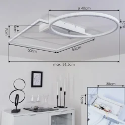 Plafonnier Loftheim LED Chrome, Blanc, 1 lumière