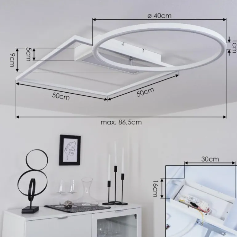 Plafonnier Loftheim LED Chrome, Blanc, 1 lumière
