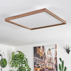 Plafonnier Longvic LED Brun, Couleur bois, Noir, 1 lumière