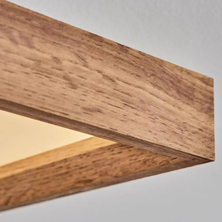Plafonnier Longvic LED Brun, Couleur bois, Noir, 1 lumière