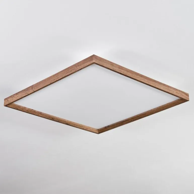 Plafonnier Longvic LED Brun, Couleur bois, Noir, 1 lumière