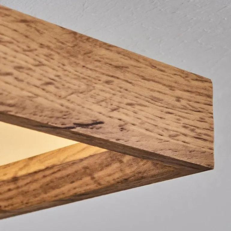 Plafonnier Longvic LED Brun, Couleur bois, Noir, 1 lumière