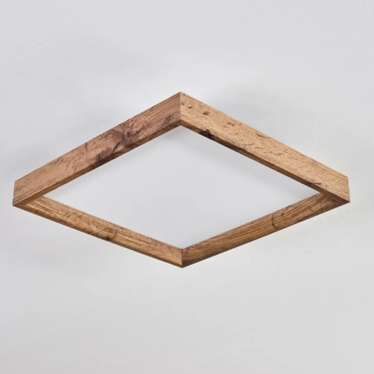 Plafonnier Longvic LED Brun, Couleur bois, Noir, 1 lumière
